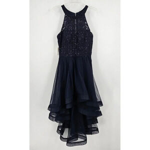 New Speechless Womens Jr Sz 11 Mid Length Formal Dress Navy Lace Sequined